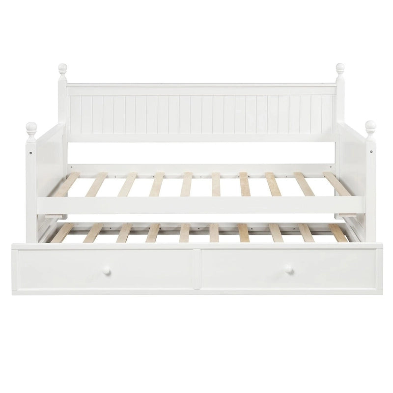 Lit de repos moderne double avec lit gigogne et rangement dissimulé White+Trundle