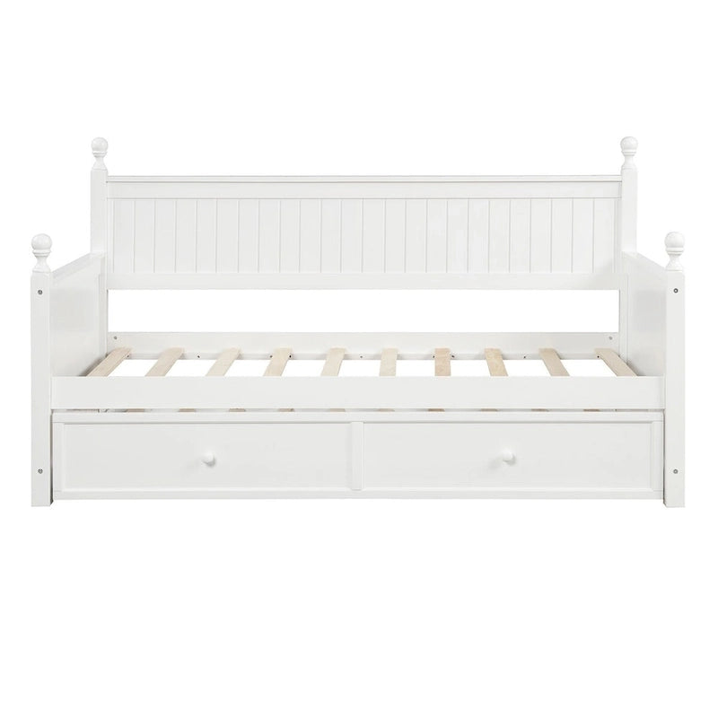 Lit de repos moderne double avec lit gigogne et rangement dissimulé White+Trundle