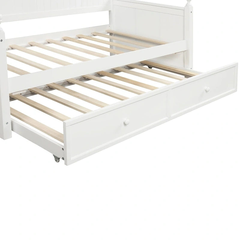 Lit de repos moderne double avec lit gigogne et rangement dissimulé White+Trundle