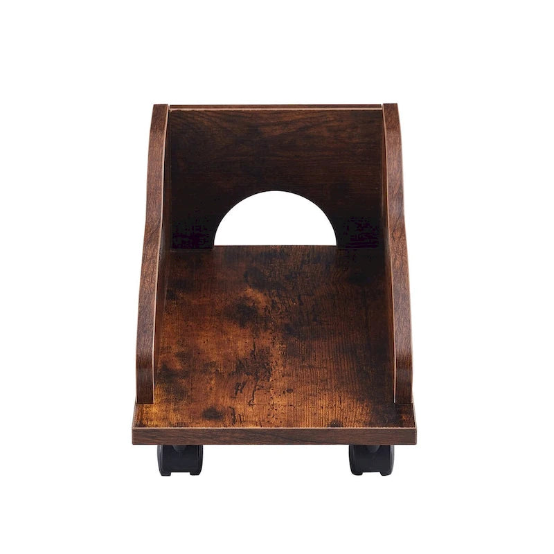 Bureau d'ordinateur en bois massif, table de bureau avec roulette pour PC, étagères de rangement et classeur, deux tiroirs, support pour unité centrale, une étagère.