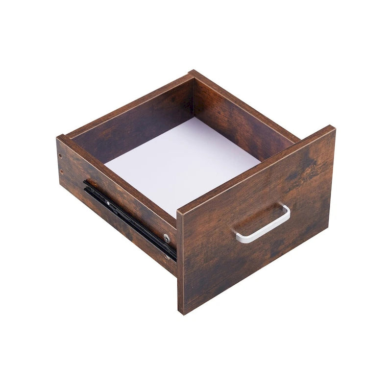Bureau d'ordinateur en bois massif, table de bureau avec roulette pour PC, étagères de rangement et classeur, deux tiroirs, support pour unité centrale, une étagère.