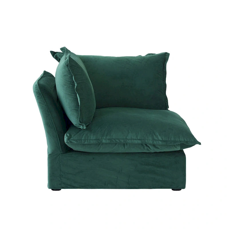 Canapés modulaires sectionnels, causeuse en velours de 82,66 po avec ottoman