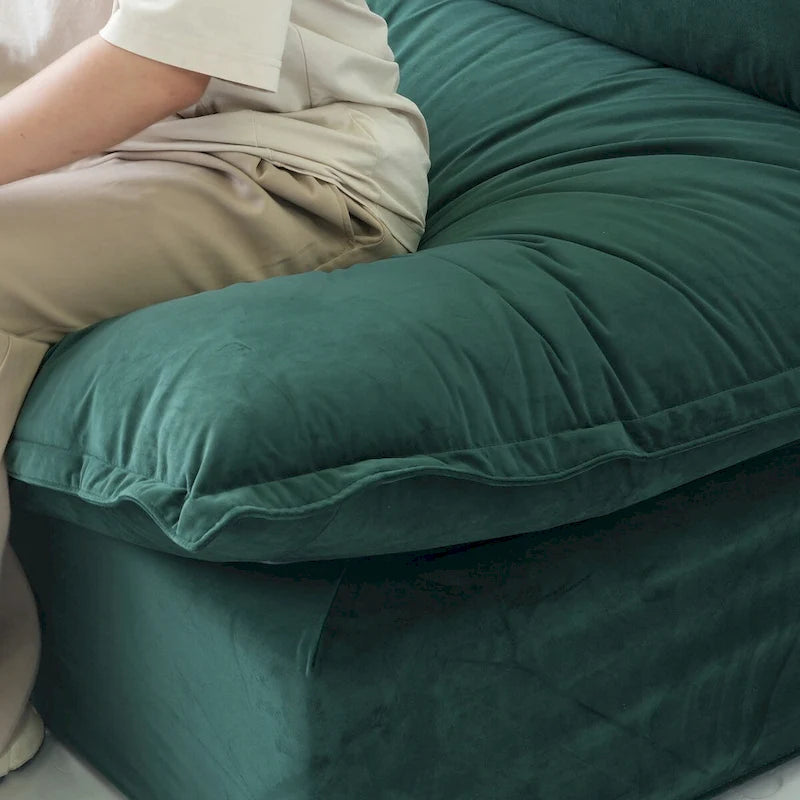Canapés modulaires sectionnels, causeuse en velours de 82,66 po avec ottoman