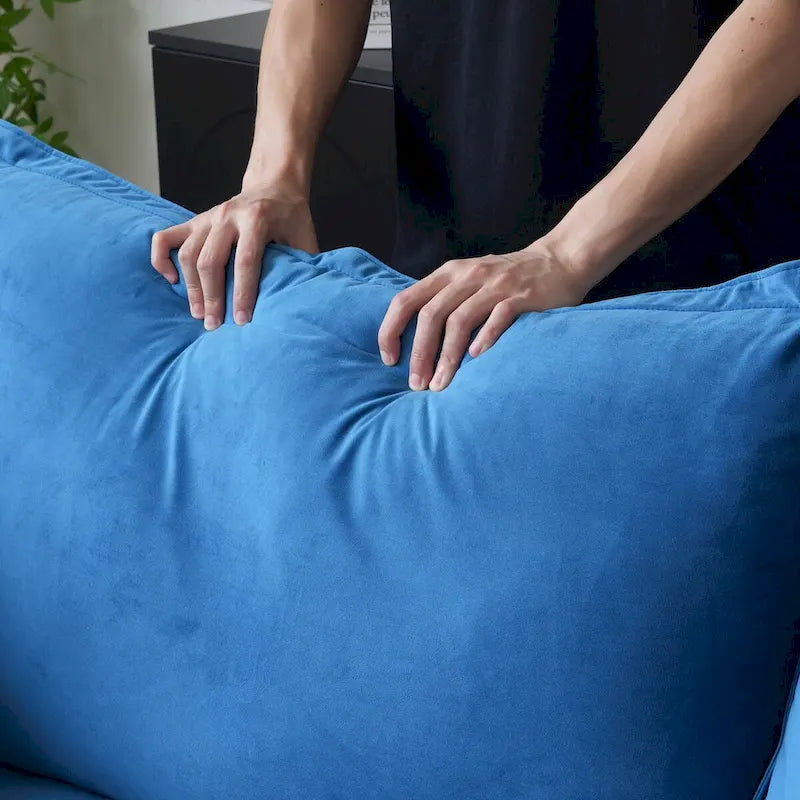 Canapés modulaires sectionnels, causeuse en velours de 82,66 po avec ottoman