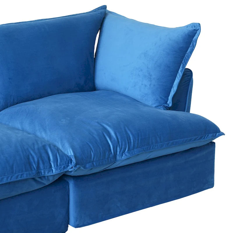 Canapés modulaires sectionnels, causeuse en velours de 82,66 po avec ottoman