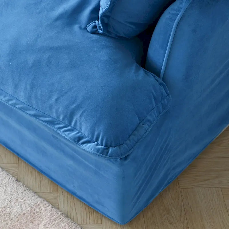 Canapés modulaires sectionnels, causeuse en velours de 82,66 po avec ottoman